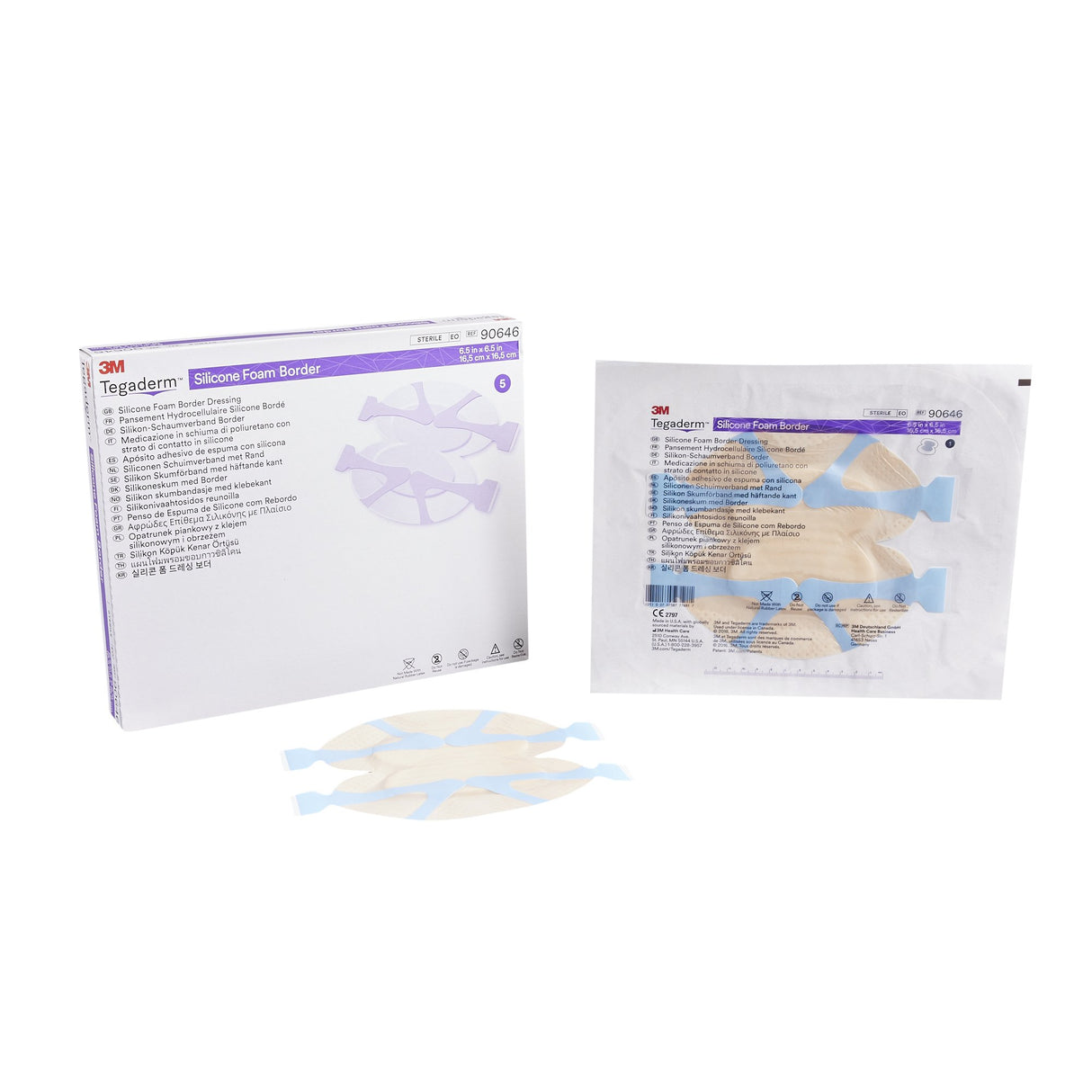 Foam Dressing 3M™ Tegaderm™ 6-1/2 X 6-1/2 Inch With Border Film Backing Silicone Adhesive Heel / Contour Sterile - BeHope