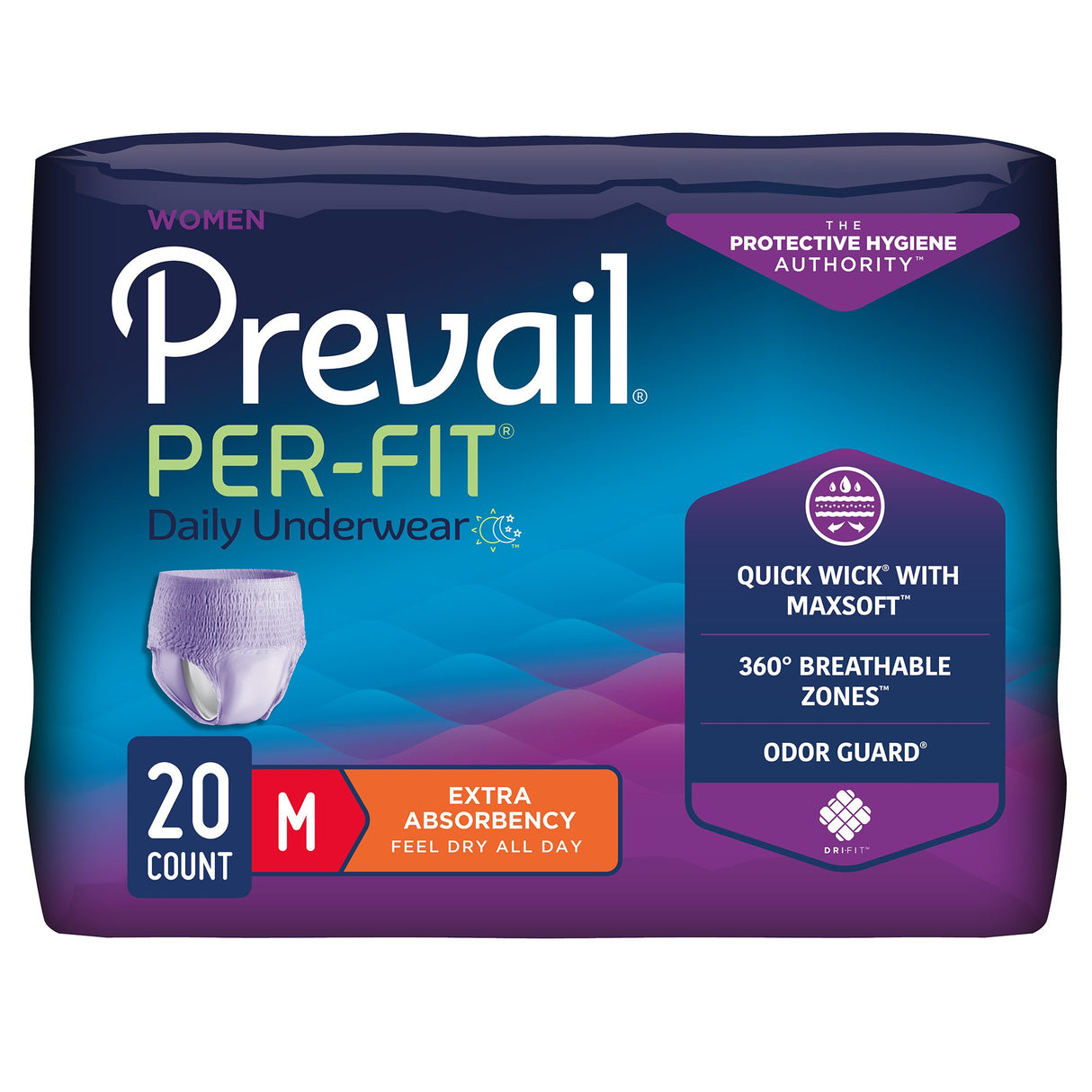 Female Adult Absorbent Underwear Prevail® Per-Fit® Pull On with Tear Away Seams Medium Disposable Moderate Absorbency - BeHope