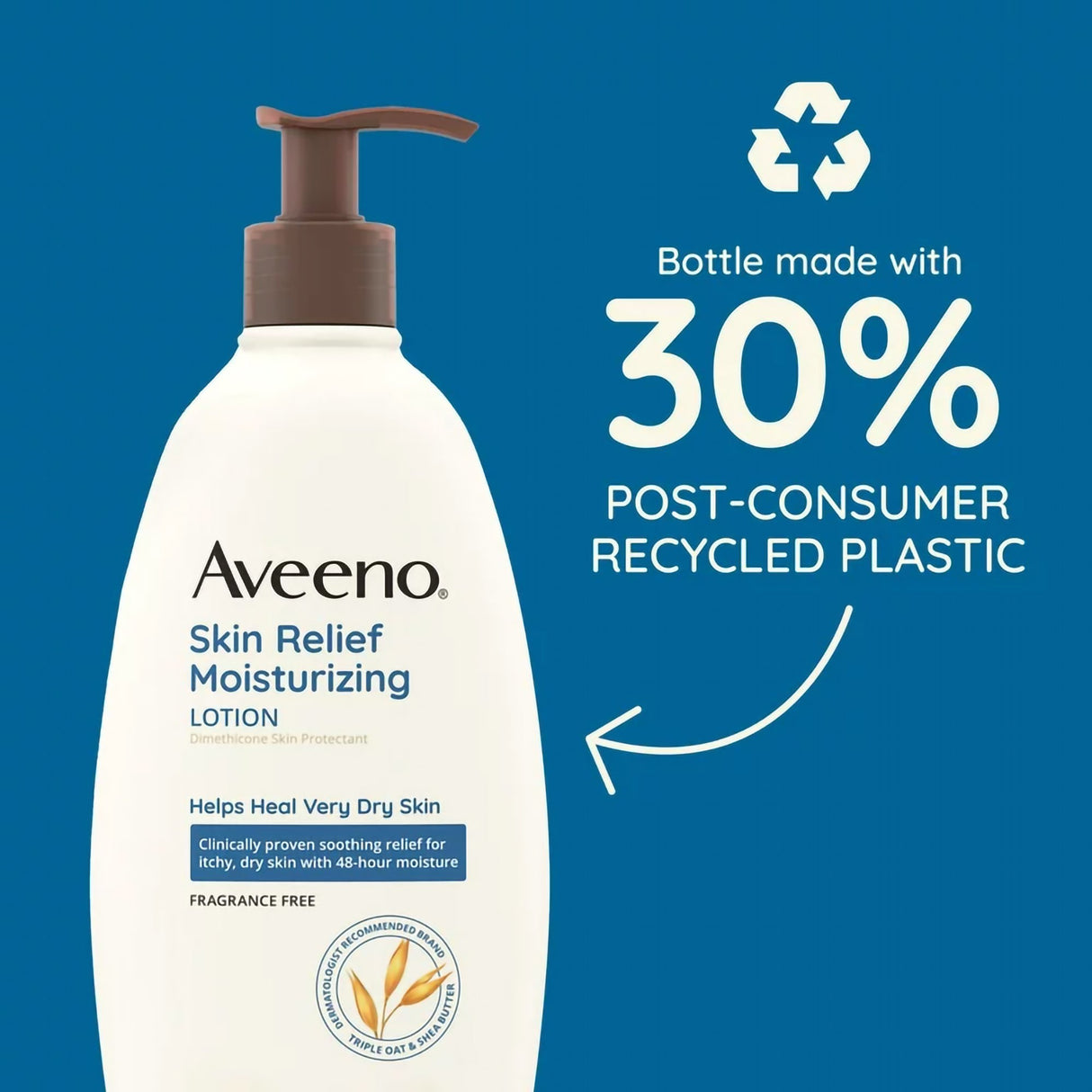 Hand and Body Moisturizer Aveeno® Skin Relief 12 oz. Pump Bottle Unscented Lotion - BeHope