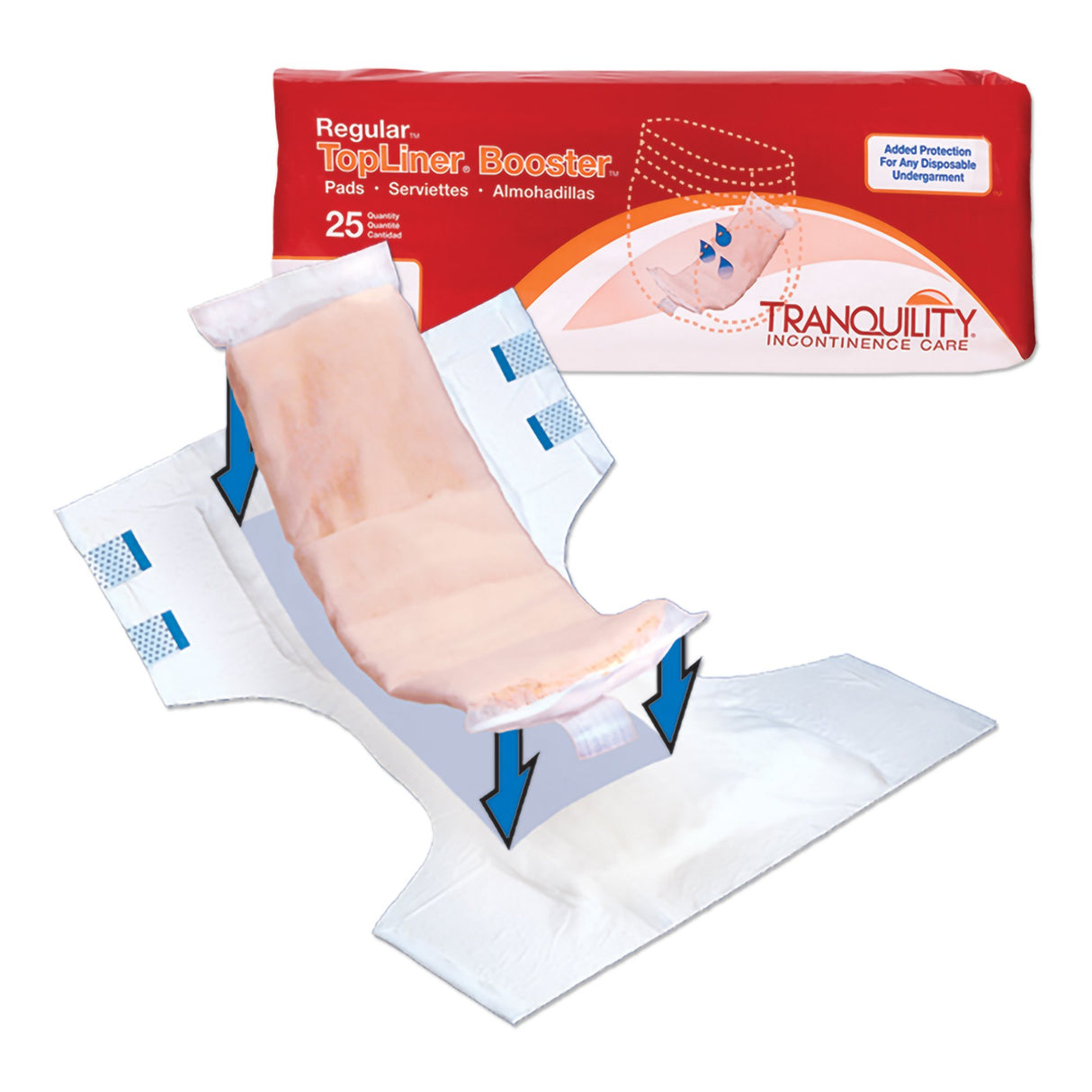 Booster Pad Tranquility TopLiner 4 X 14 Inch Heavy Absorbency Super Absorbent Core Regular - BeHope