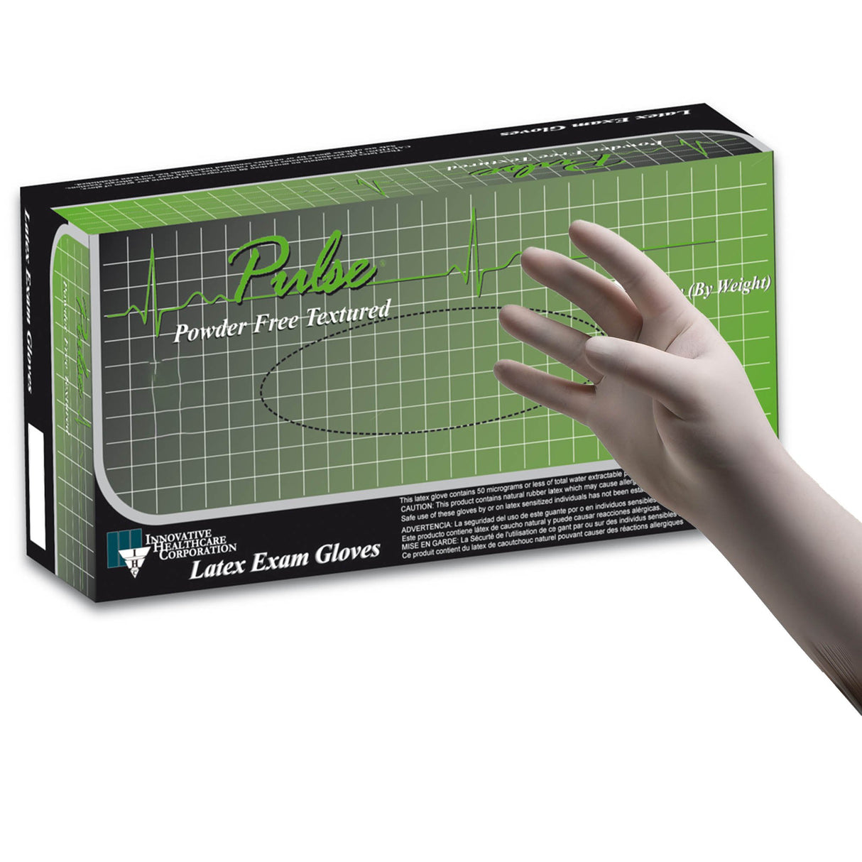 Exam Glove Pulse® 151 Series Large NonSterile Latex Standard Cuff Length Fully Textured White Not Rated - BeHope