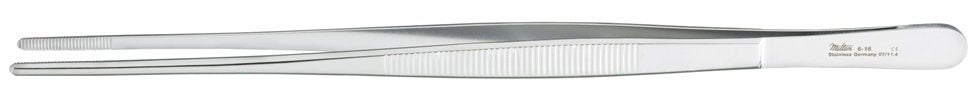Dressing Forceps Miltex® 10 Inch Length OR / Surgical Grade German Stainless Steel NonSterile NonLocking Thumb Handle Straight Serrated Tips - BeHope
