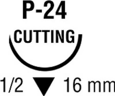Absorbable Suture with Needle Polysorb™ Polyester P-24 1/2 Circle Reverse Cutting Needle Size 5-0 Braided - BeHope