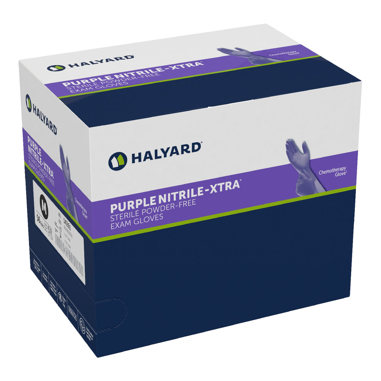 Exam Glove Purple Nitrile-Xtra™ Medium Sterile Pair Nitrile Extended Cuff Length Textured Fingertips Purple Chemo Tested - BeHope