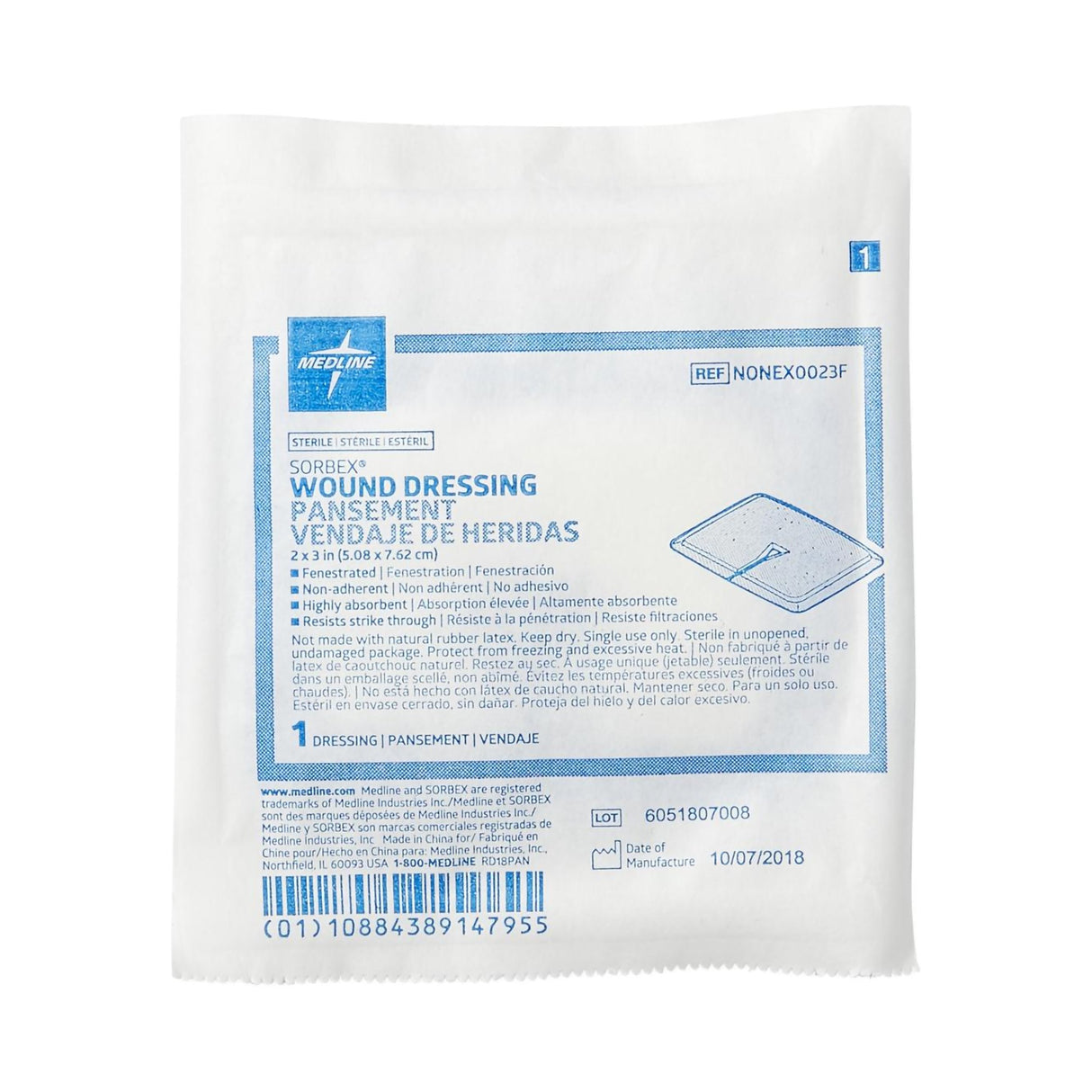 Super Absorbent Dressing Sorbex™ 2 X 3 Inch Fenestrated Rectangle - BeHope