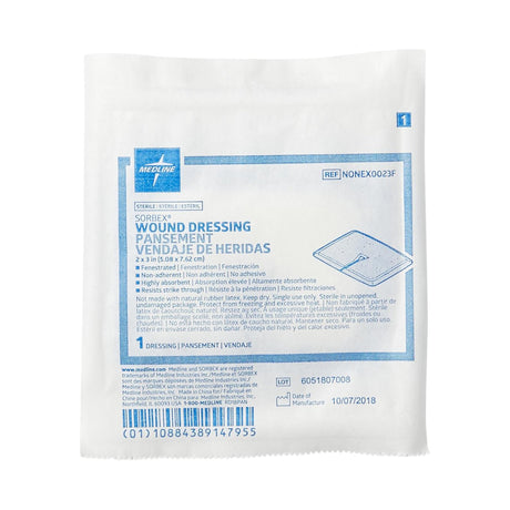 Super Absorbent Dressing Sorbex™ 2 X 3 Inch Fenestrated Rectangle - BeHope