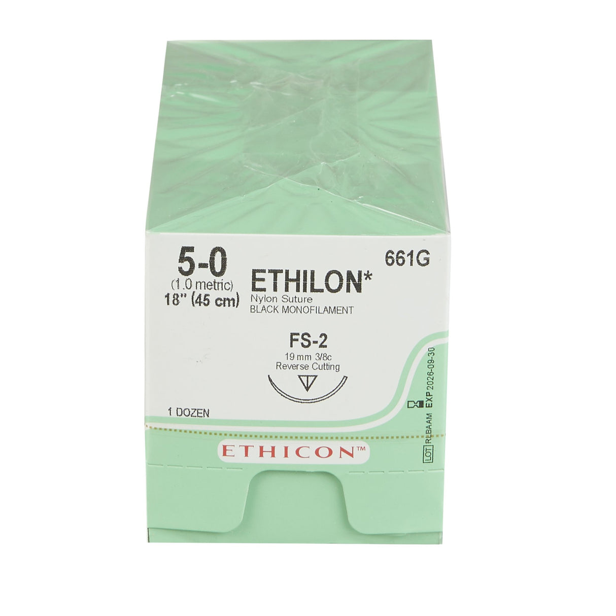 Nonabsorbable Suture with Needle Ethilon™ Nylon FS-2 3/8 Circle Reverse Cutting Needle Size 5-0 Monofilament - BeHope