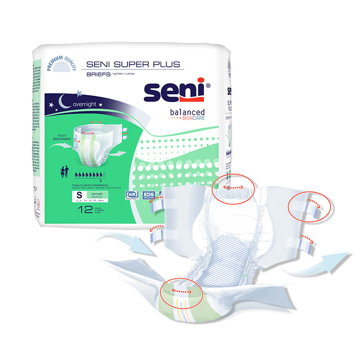 Unisex Adult Incontinence Brief Seni® Super Plus Small Disposable Heavy Absorbency - BeHope