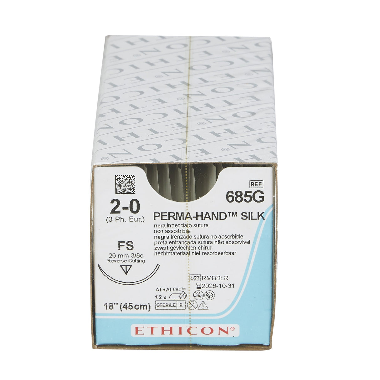 Nonabsorbable Suture with Needle Perma-Hand™ Silk FS 3/8 Circle Reverse Cutting Needle Size 2-0 Braided - BeHope