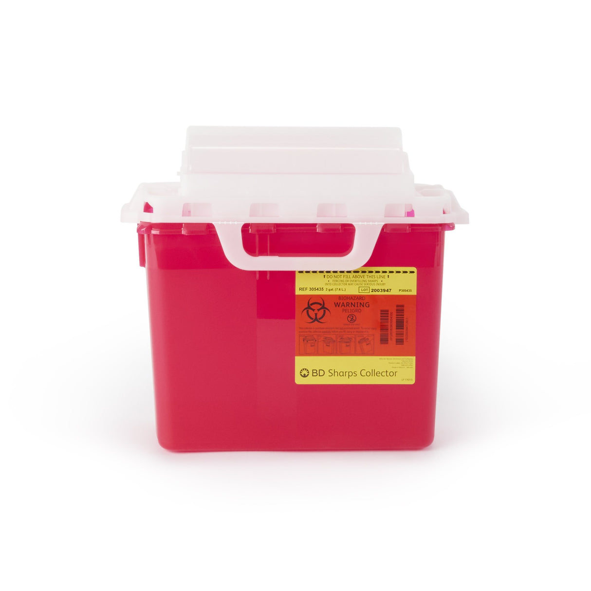 Sharps Container BD™ Red Base 12-1/2 H X 10-7/10 W X 6 D Inch Horizontal Entry 2 Gallon - BeHope