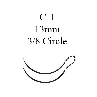 Nonabsorbable Suture with Needle Perma-Hand™ Silk C-1 3/8 Circle Taper Cutting Needle Size 6-0 Braided - BeHope