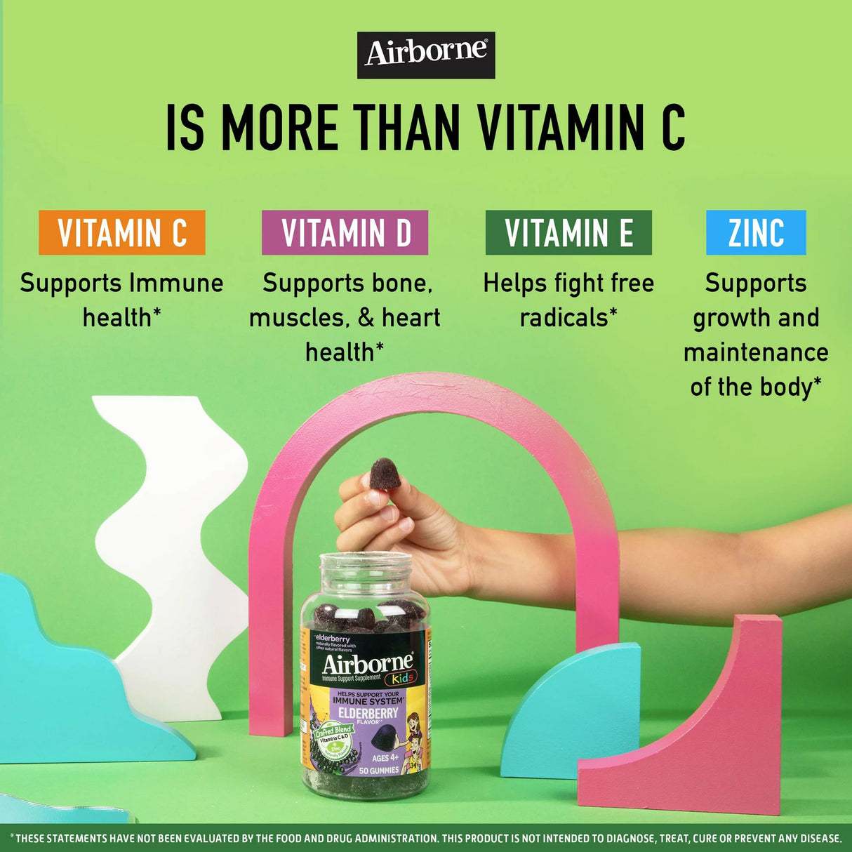 Immune Support Supplement Airborne® Gummy 50 per Bottle - BeHope