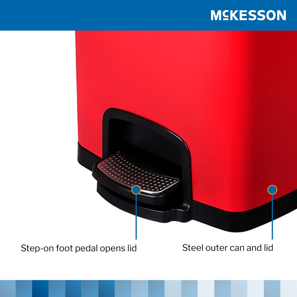 Trash Can McKesson 32 Quart / 8 gal. Red Metal Square - BeHope