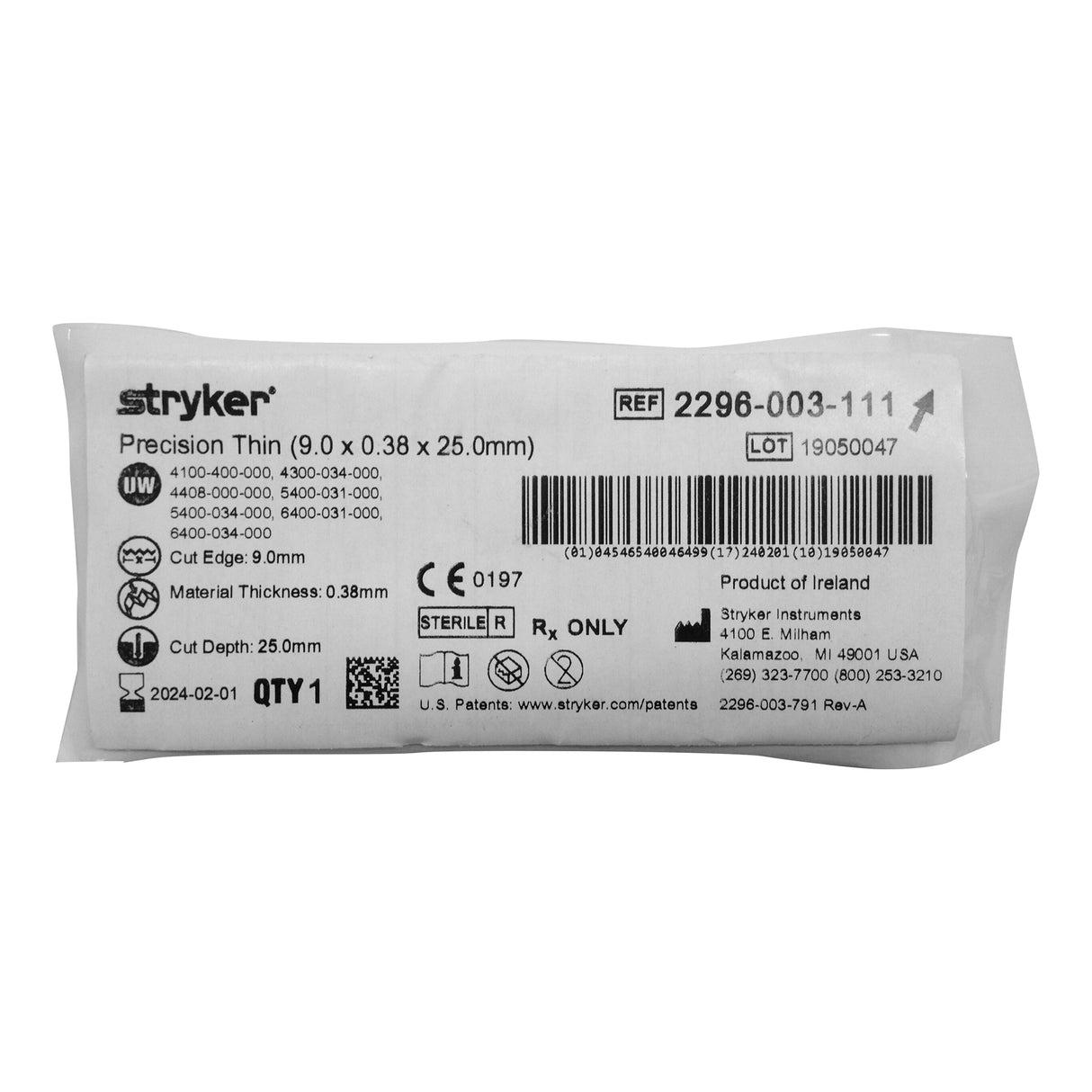 Saw Blade Precision™ Thin Sagittal Medium Narrow, Radial Edge, Fine Tooth - Behope