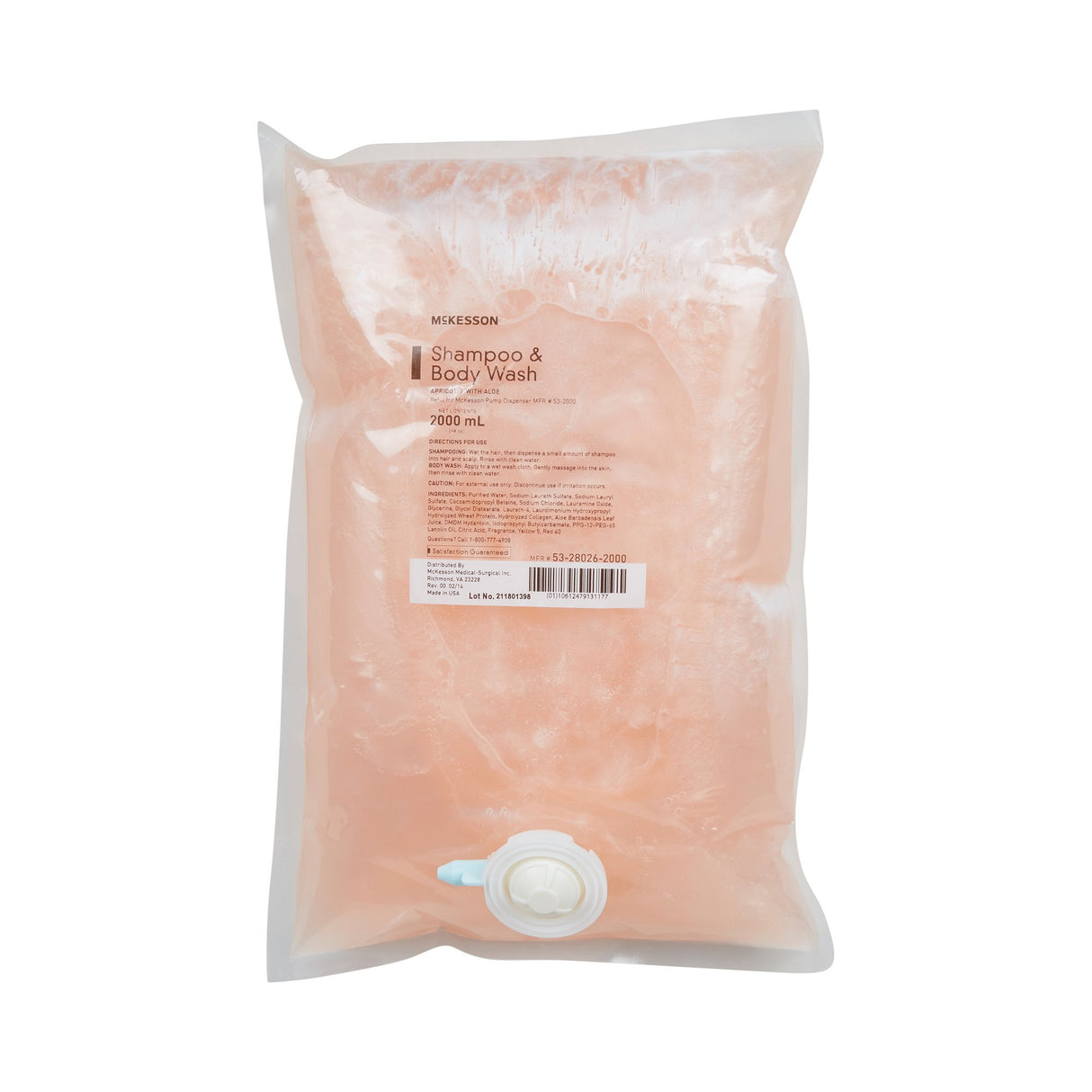 Shampoo and Body Wash McKesson 2,000 mL Dispenser Refill Bag Apricot Scent - BeHope