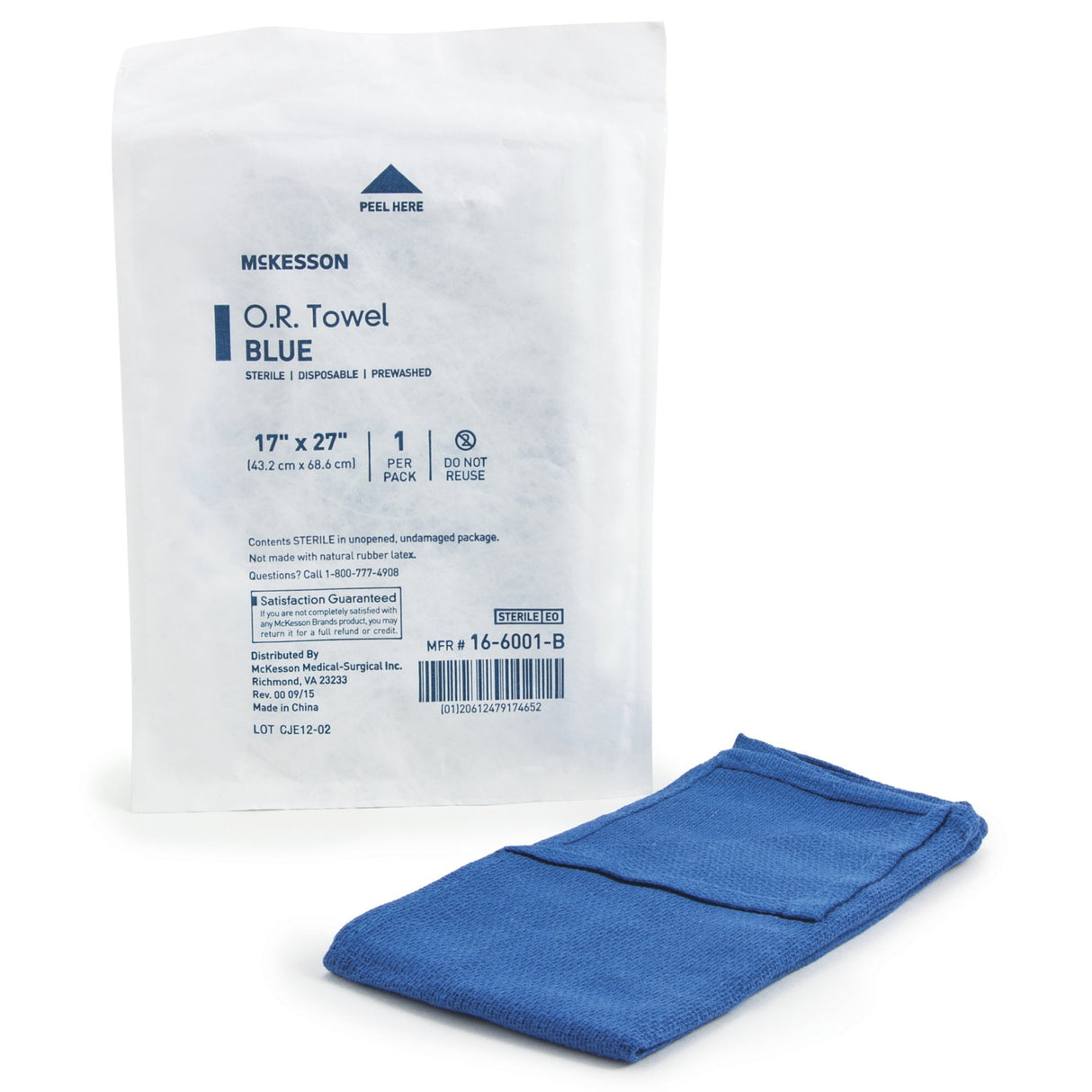O.R. Towel McKesson 17 W X 27 L Inch Blue Sterile - BeHope