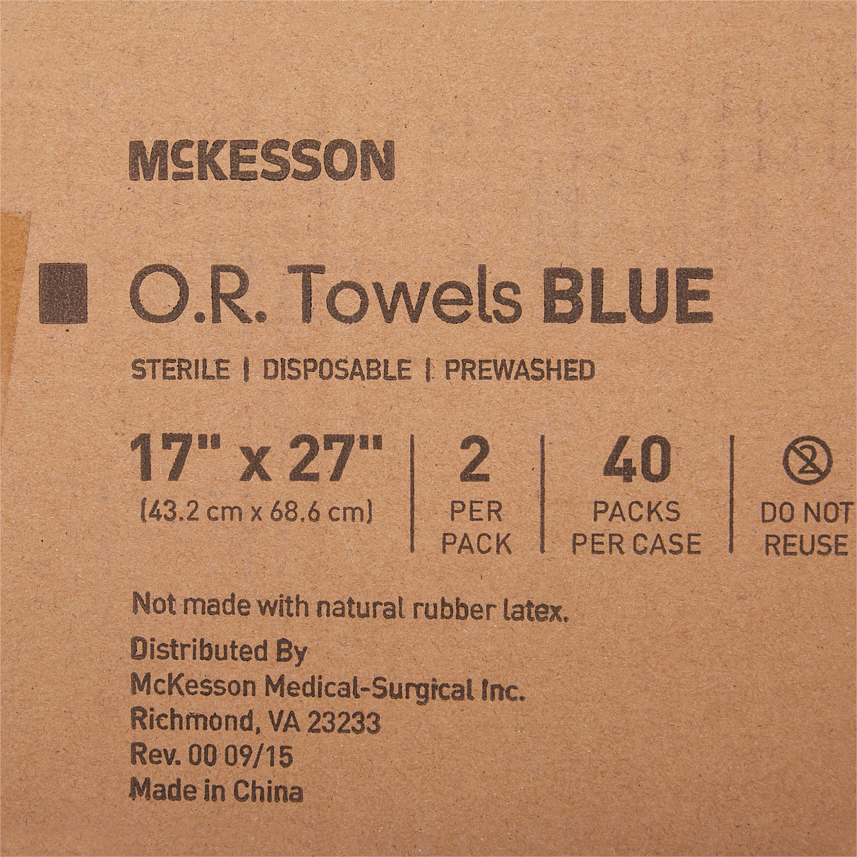 O.R. Towel McKesson 17 W X 27 L Inch Blue Sterile - BeHope