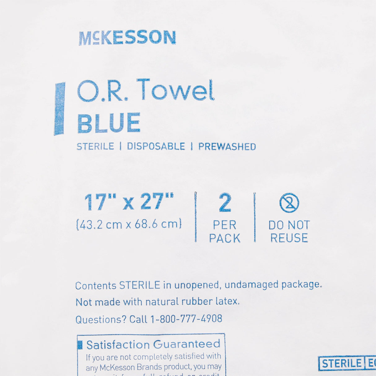 O.R. Towel McKesson 17 W X 27 L Inch Blue Sterile - BeHope