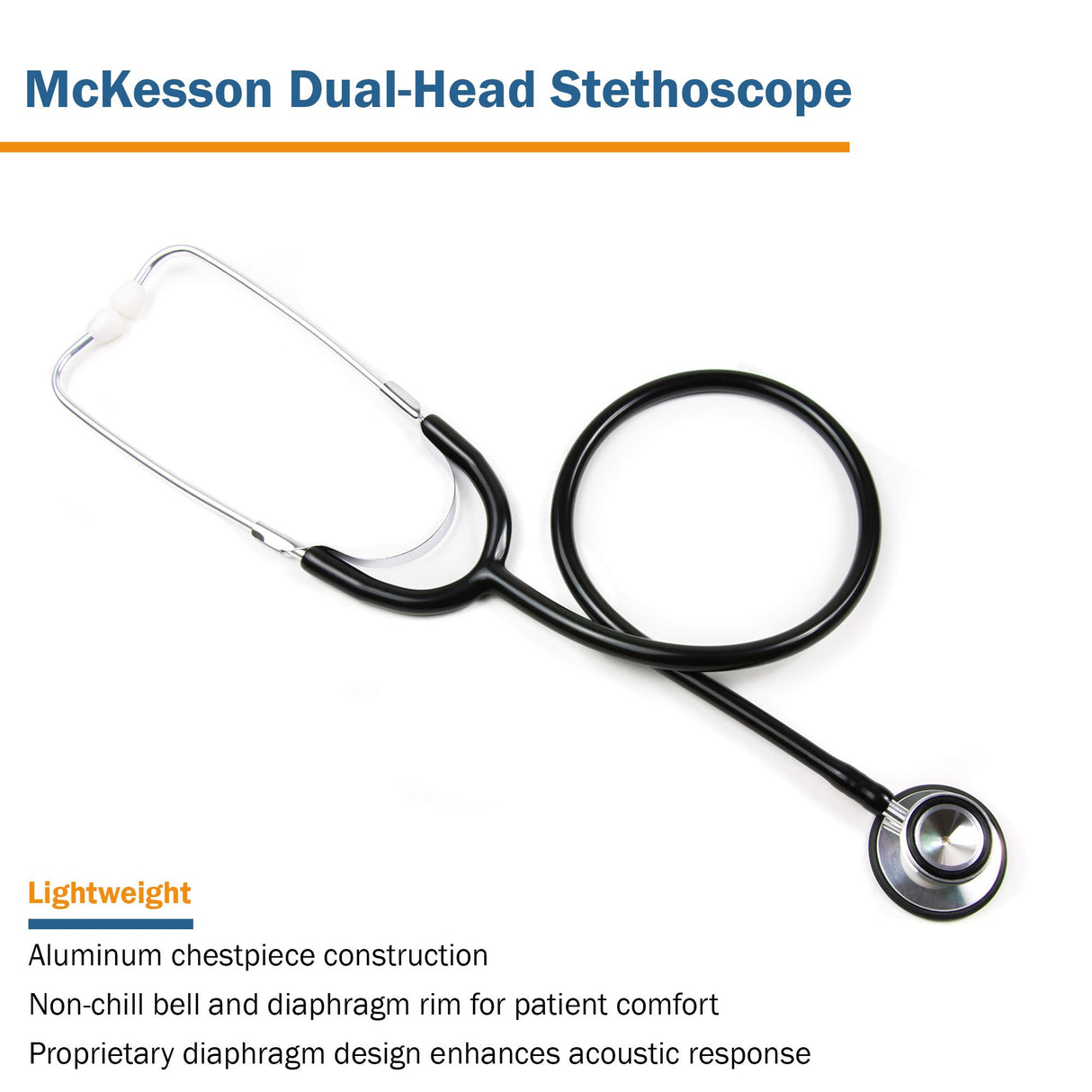 General Exam Stethoscope McKesson Black 1-Tube 22 Inch Tube Double Sided Chestpiece - BeHope