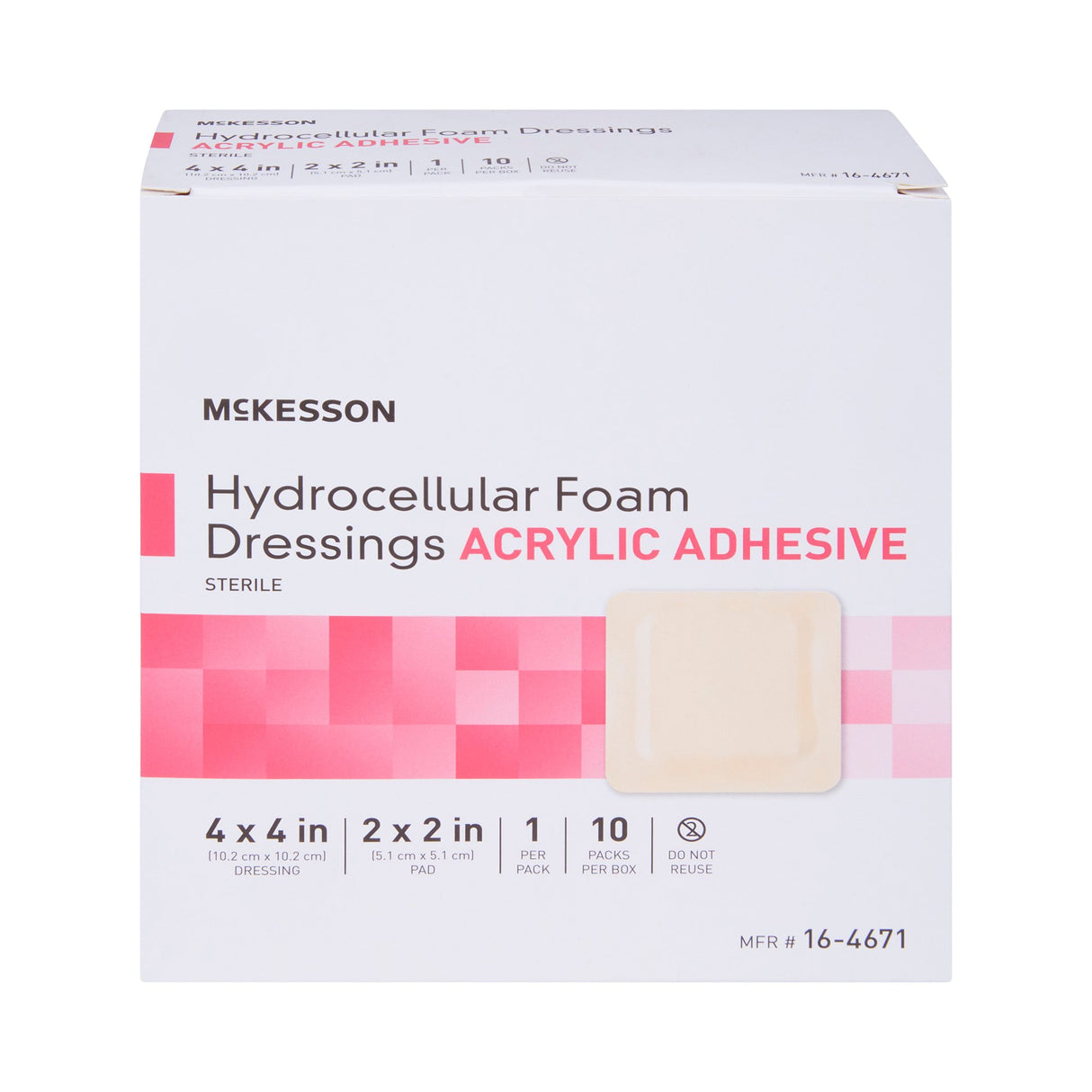 Foam Dressing McKesson 4 X 4 Inch With Border Film Backing Acrylic Adhesive Square Sterile - BeHope