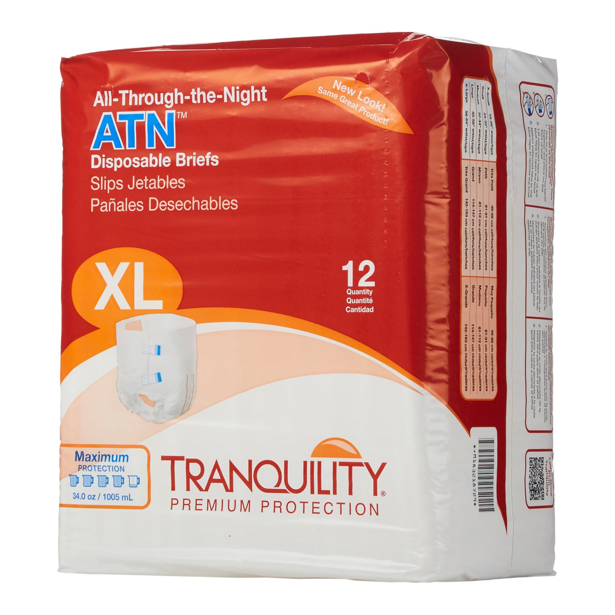 Unisex Adult Incontinence Brief Tranquility® ATN X-Large Disposable Heavy Absorbency - BeHope