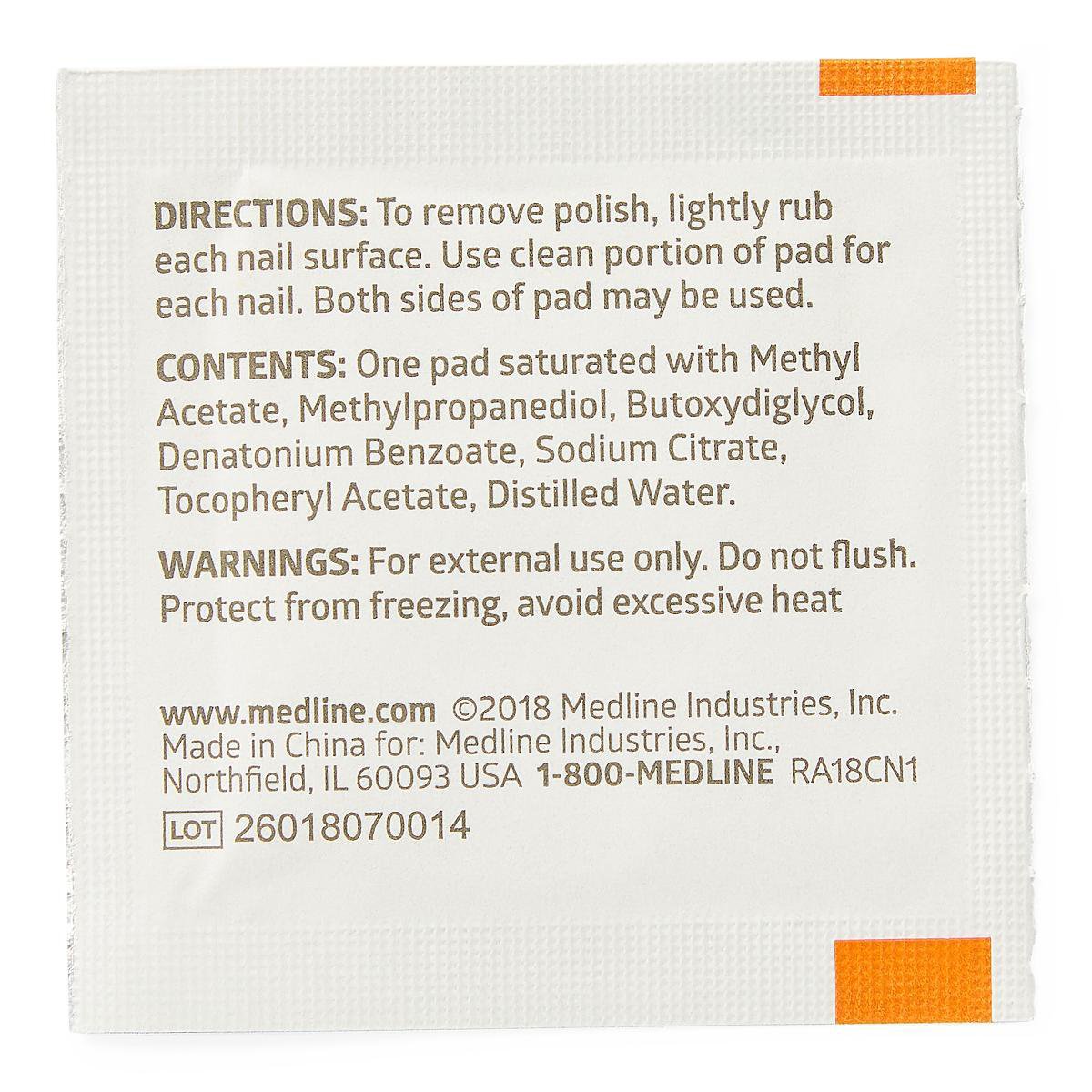 Nail Polish Remover Pad Medline 1-1/4 X 3 Inch - BeHope