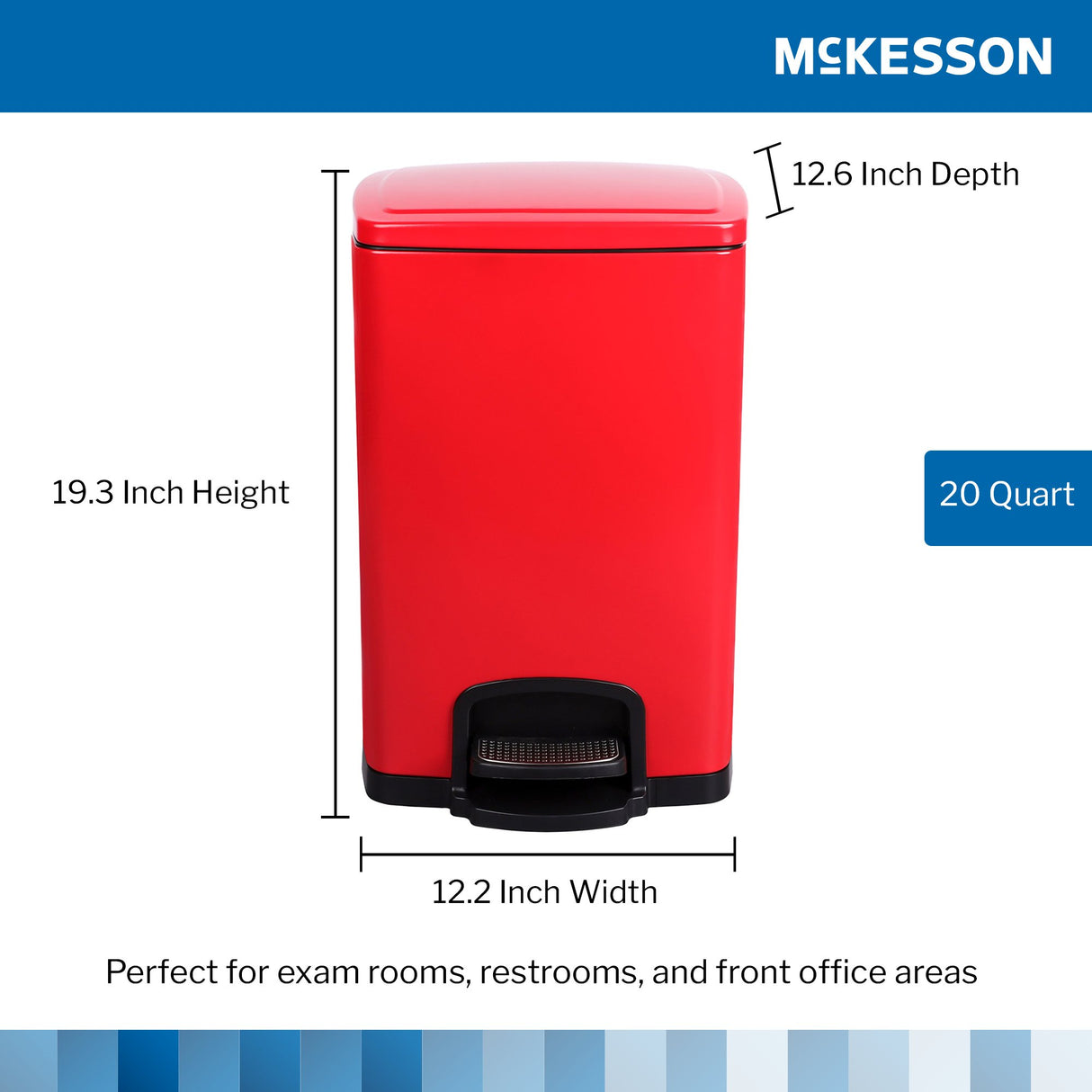 Trash Can McKesson 20 Quart / 5 gal. Red Metal Square - BeHope