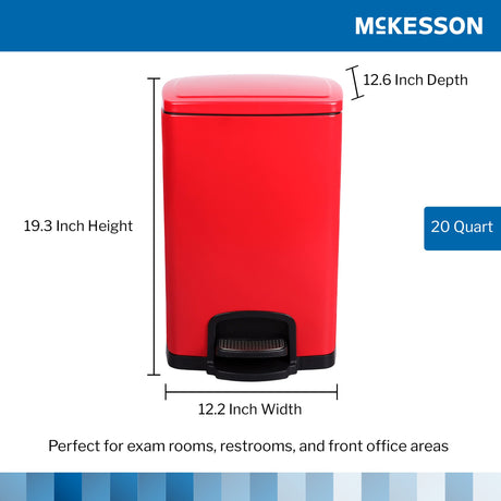 Trash Can McKesson 20 Quart / 5 gal. Red Metal Square - BeHope