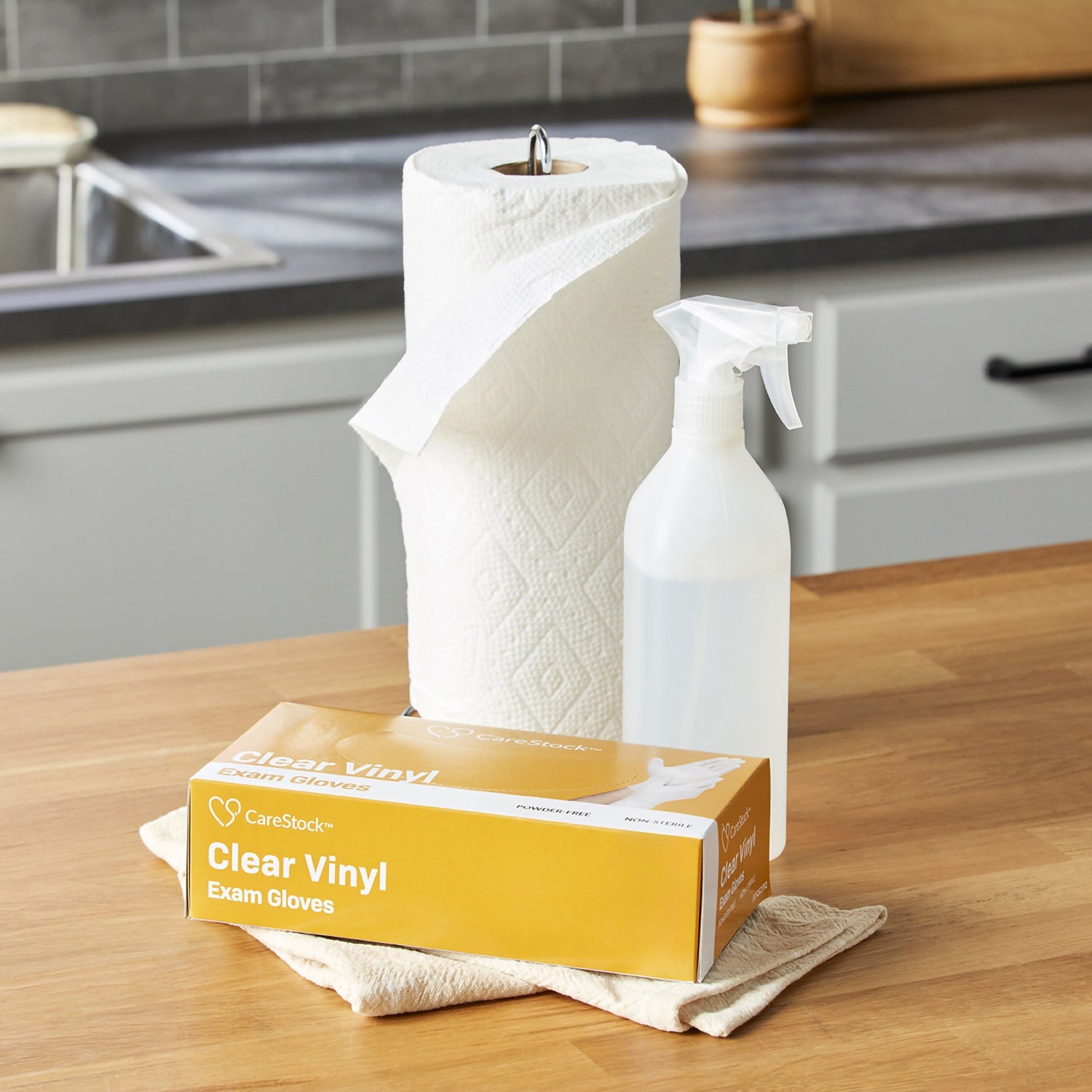 Exam Glove CareStock™ Medium NonSterile Vinyl Standard Cuff Length Smooth Clear Not Rated - BeHope