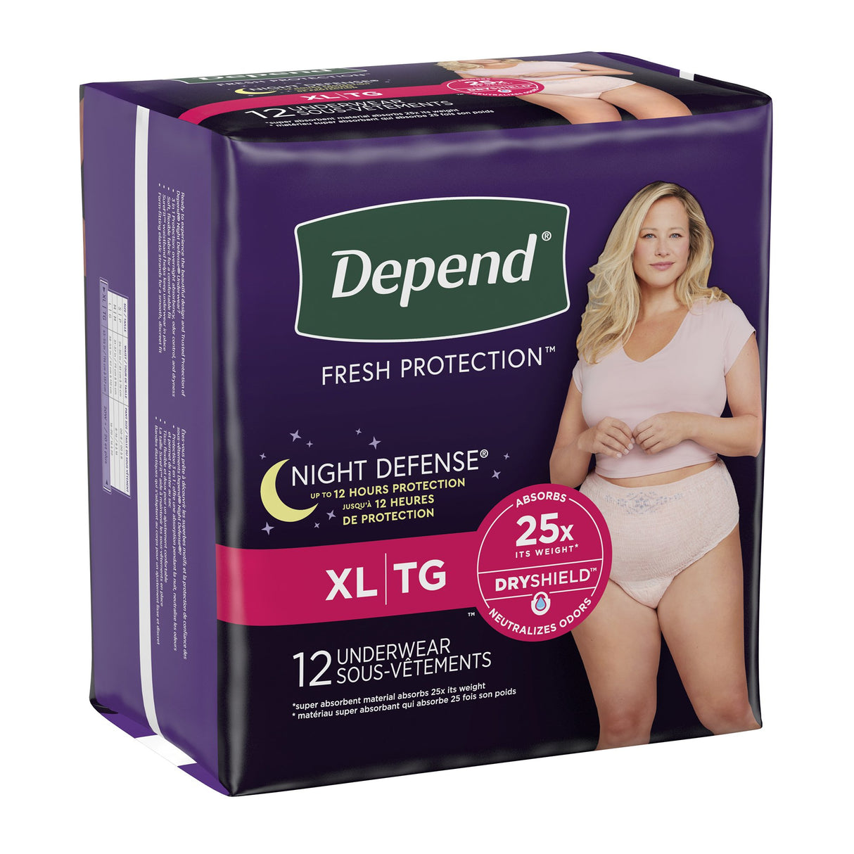 Female Adult Absorbent Underwear Depend® Night Defense® Waistband Style X-Large Disposable Heavy Absorbency - BeHope