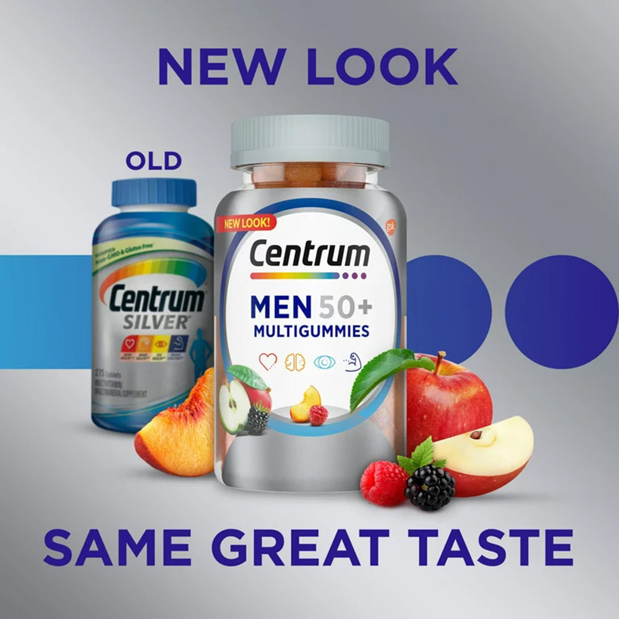 Multivitamin Supplement Centrum Men 50+ Gummy 80 per Bottle Fruit Flavor - BeHope