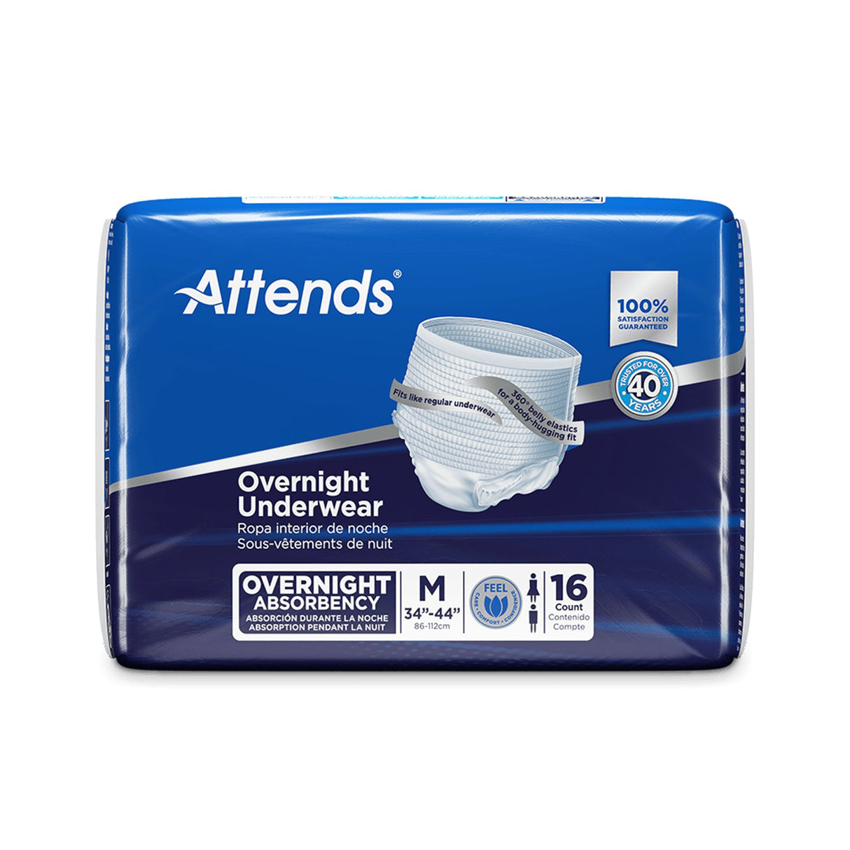 Unisex Adult Absorbent Underwear Attends® Overnight Pull On with Tear Away Seams Medium Disposable Heavy Absorbency - BeHope