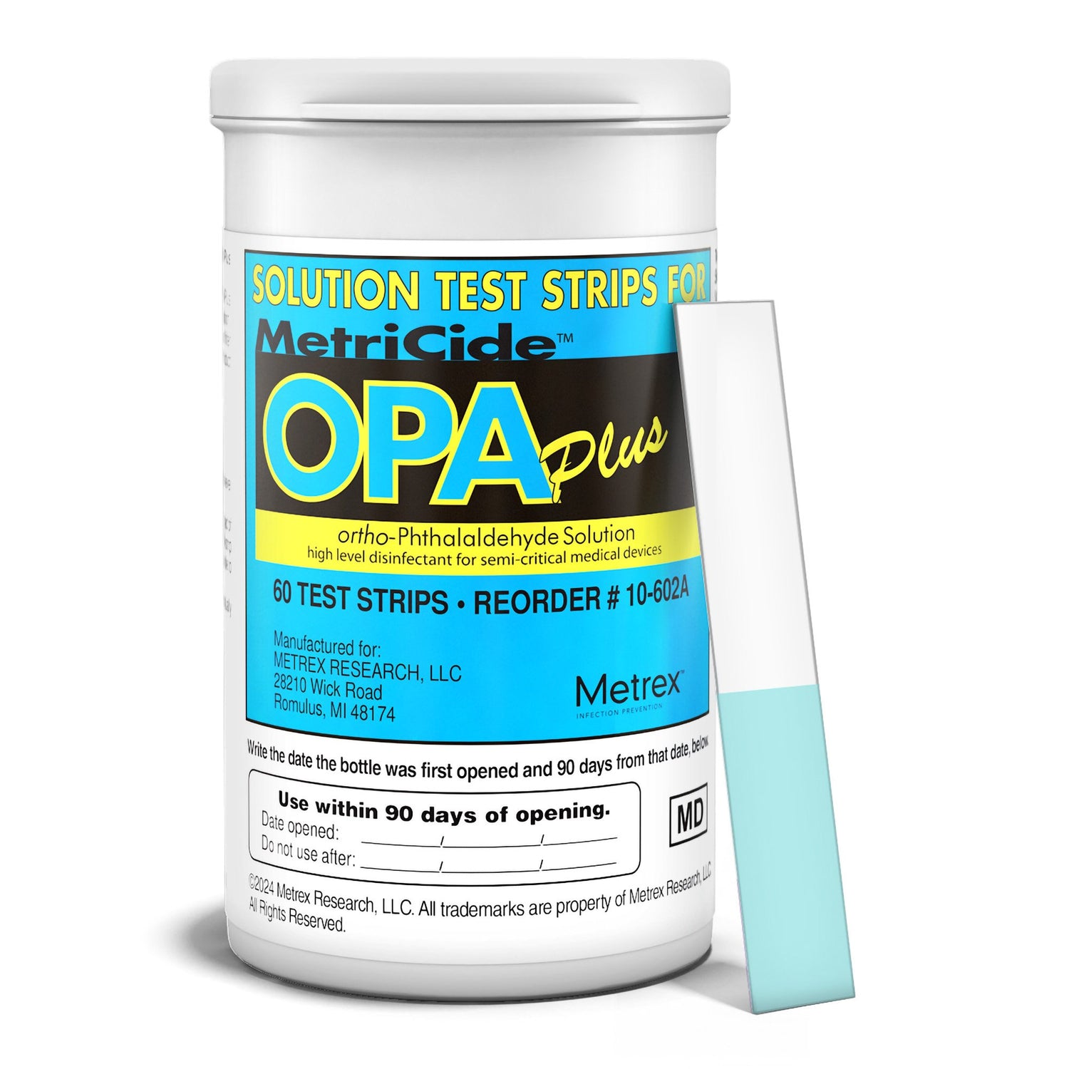 OPA Concentration Indicator MetriCide™ OPA Plus 60 Test Strips Single Use - BeHope