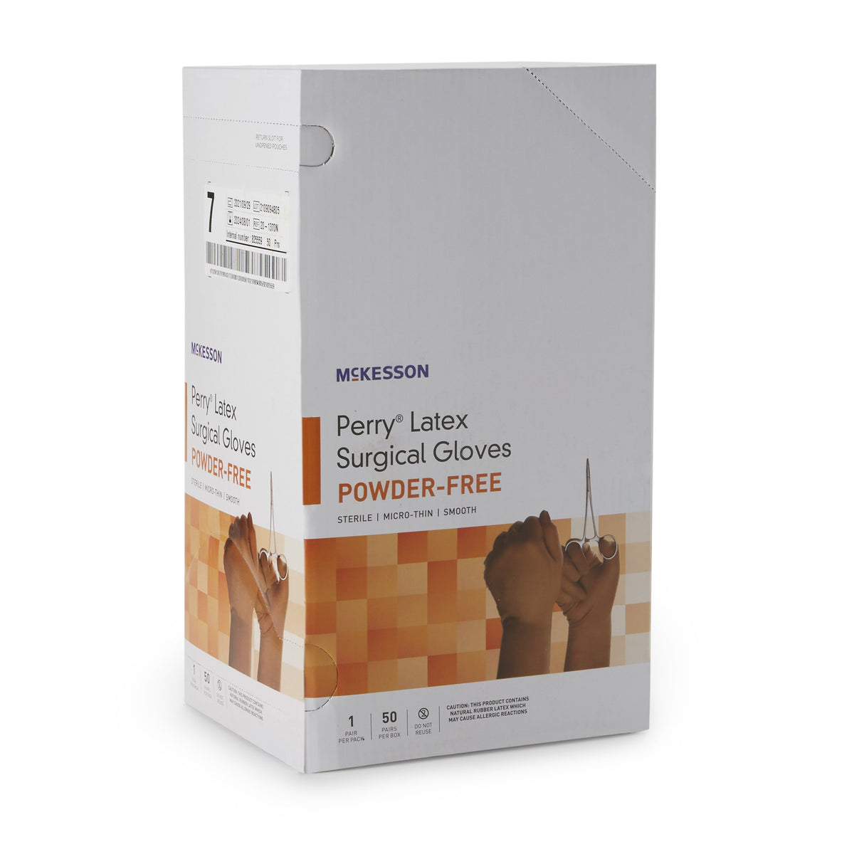 Surgical Glove McKesson Perry® Size 7 Sterile Latex Standard Cuff Length Smooth Brown Not Chemo Approved - BeHope