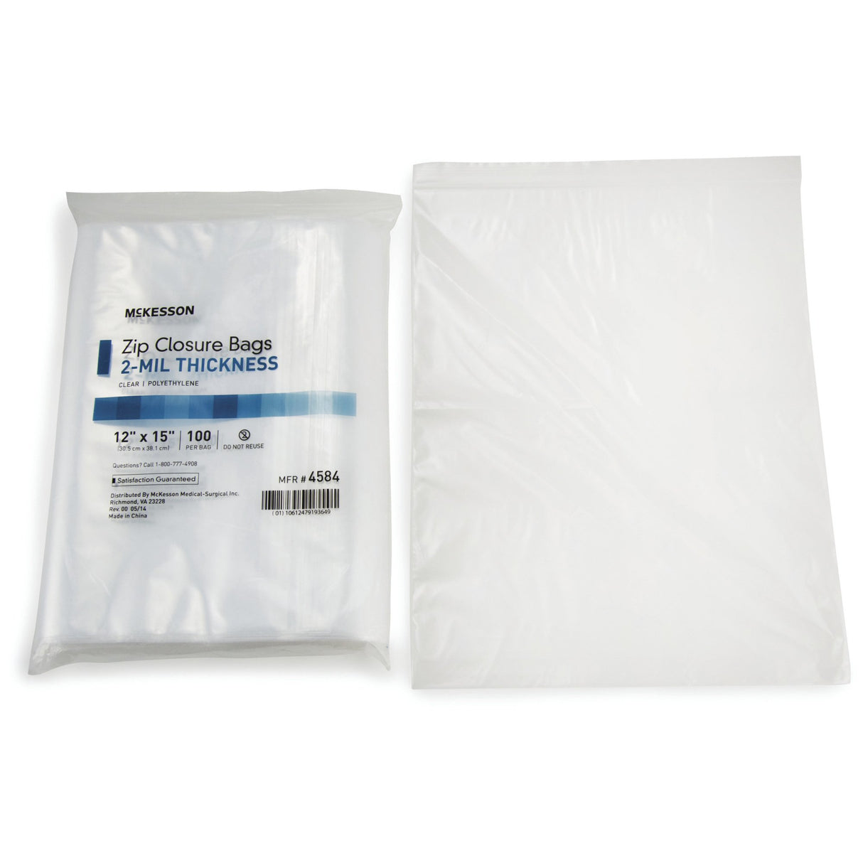 Reclosable Bag McKesson 12 X 15 Inch Polyethylene Clear Zipper Closure - BeHope