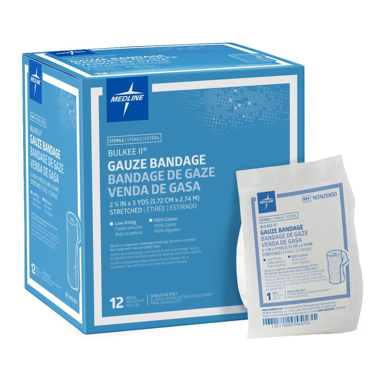 Fluff Bandage Roll Bulkee II® 2-1/4 Inch X 3 Yard 6-Ply Sterile 1 per Pack - BeHope