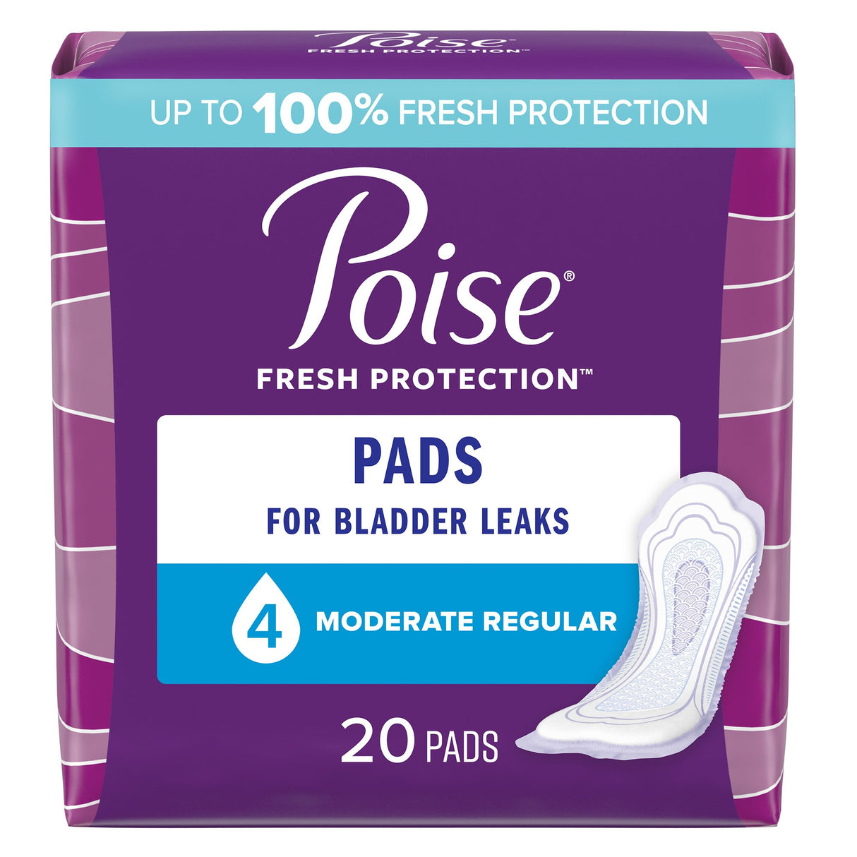 Bladder Control Pad Poise® Fresh Protection™ 10.9 Inch Length Moderate Absorbency Sodium Polyacrylate Core One Size Fits Most - BeHope