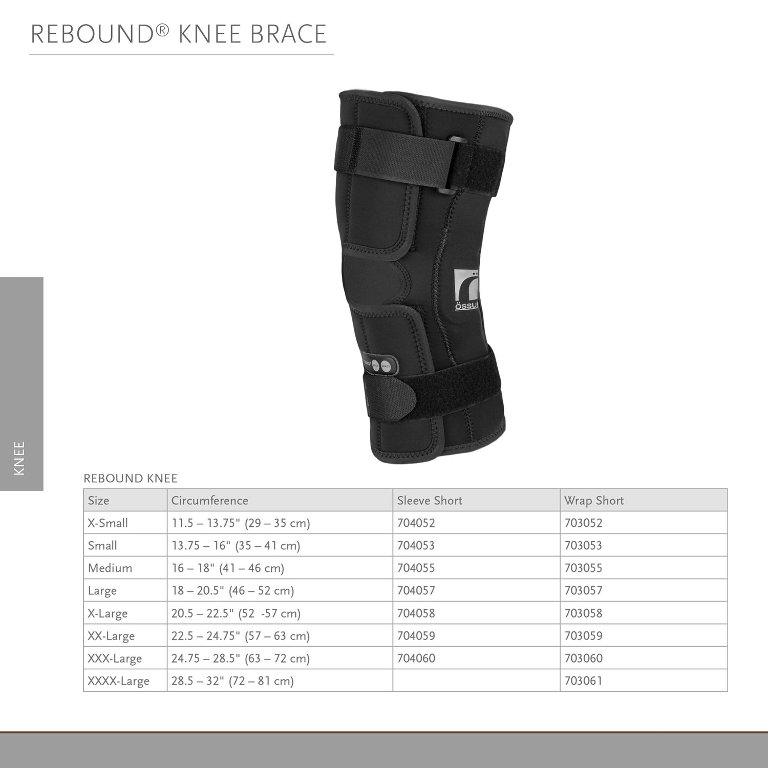 Knee Brace Ossur® Rebound® X-Large D-Ring / Hook and Loop Strap Closure 20-1/2 to 22-1/2 Inch Thigh Circumference Short Length Left or Right Knee - BeHope