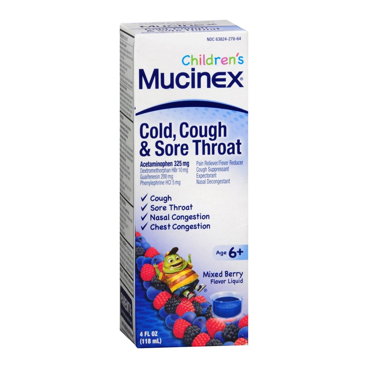 Children's Cold and Cough Relief Children's Mucinex® 325 mg - 10 mg - 200 mg - 5 mg / 10 mL Strength Liquid 4 oz. - BeHope