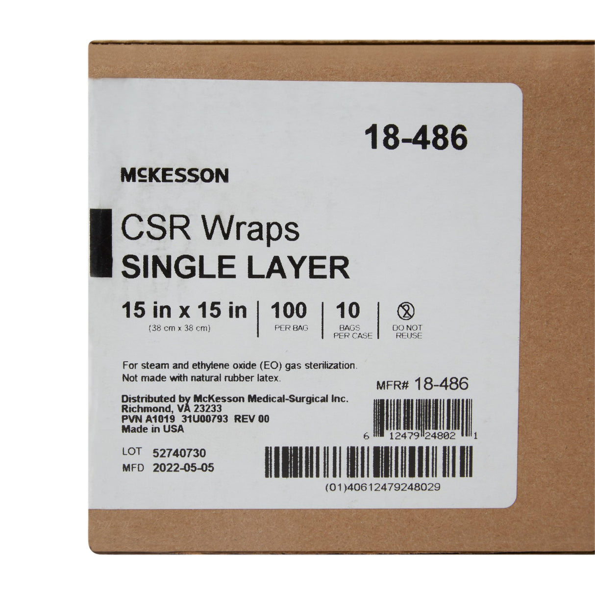 McKesson Sterilization Wrap Blue 15 X 15 Inch Single Layer Cellulose Steam / EO Gas - BeHope
