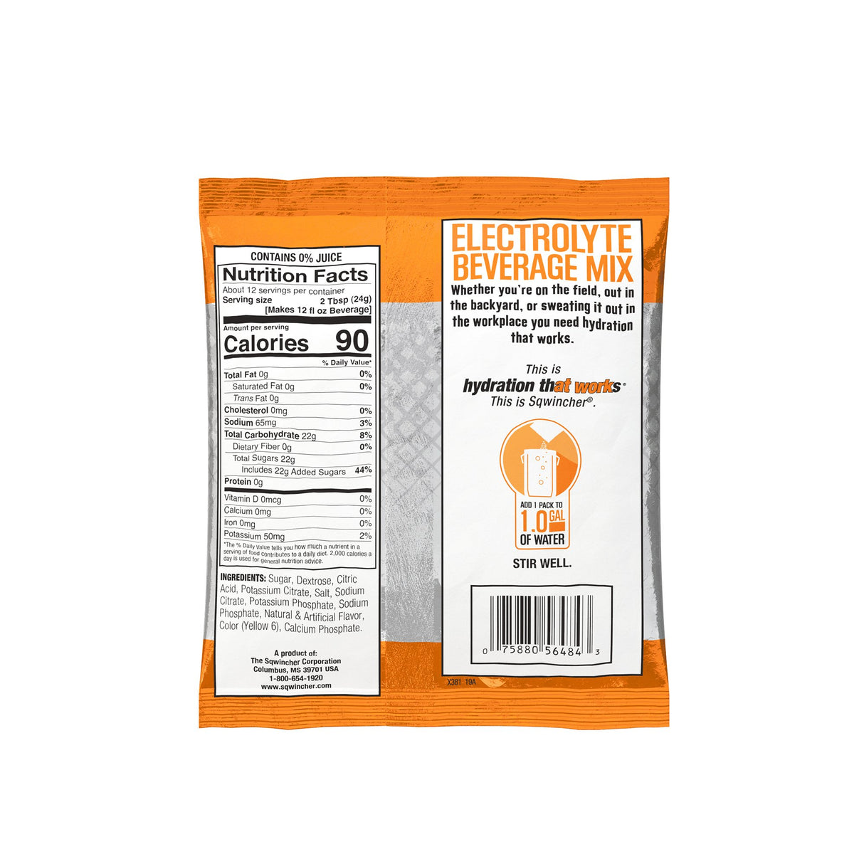 Oral Electrolyte Solution Sqwincher® Powder Pack® Orange Flavor 9.53 oz. Electrolyte - BeHope