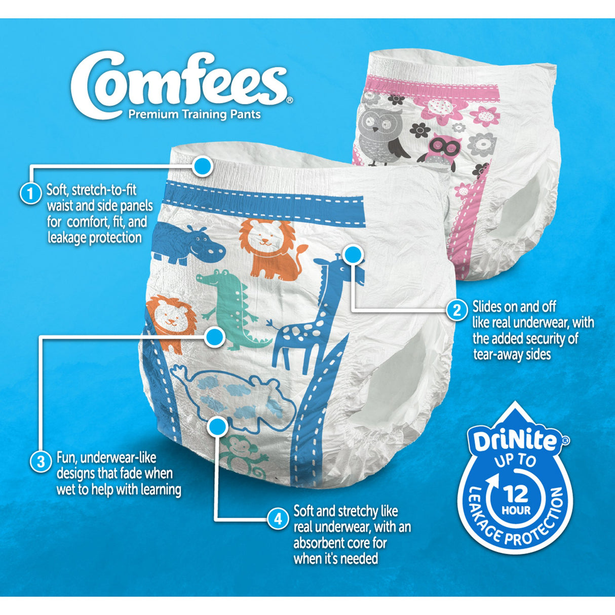 Male Toddler Training Pants Comfees® Pull On with Tear Away Seams Size 4T to 5T Disposable Moderate Absorbency - BeHope