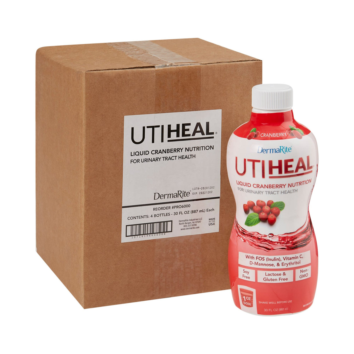Oral Supplement UTIHeal™ Cranberry Flavor Liquid 30 oz. Bottle - BeHope