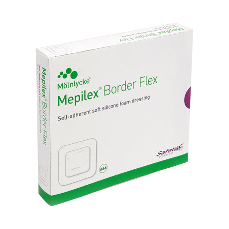 Foam Dressing Mepilex® Border Flex 6 X 6 Inch With Border Film Backing Silicone Adhesive Square Sterile - BeHope
