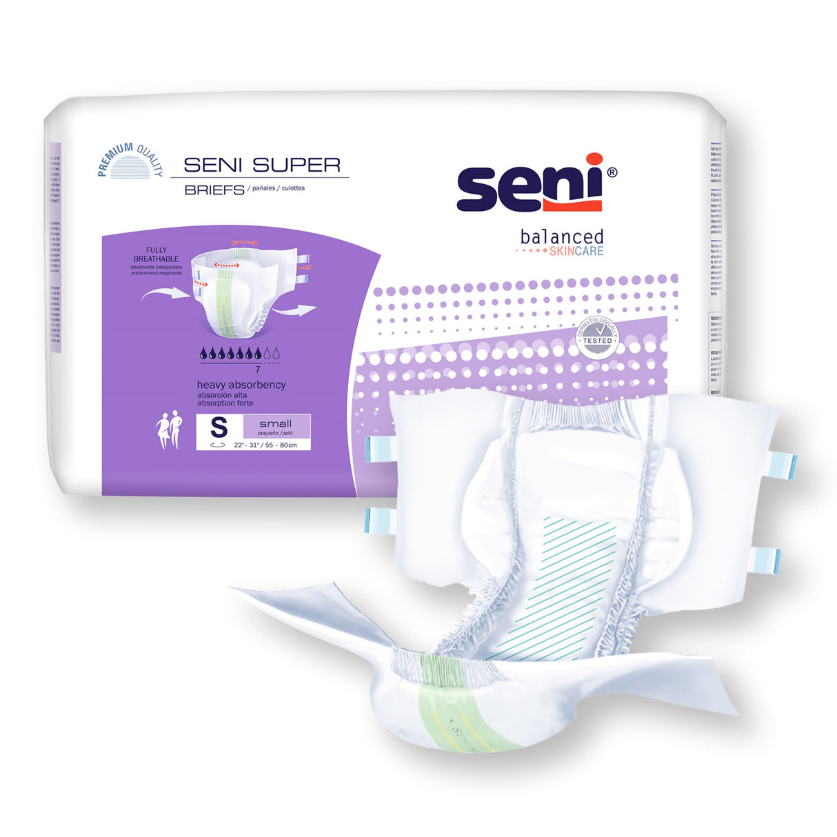 Unisex Adult Incontinence Brief Seni® Super Small Disposable Heavy Absorbency - BeHope