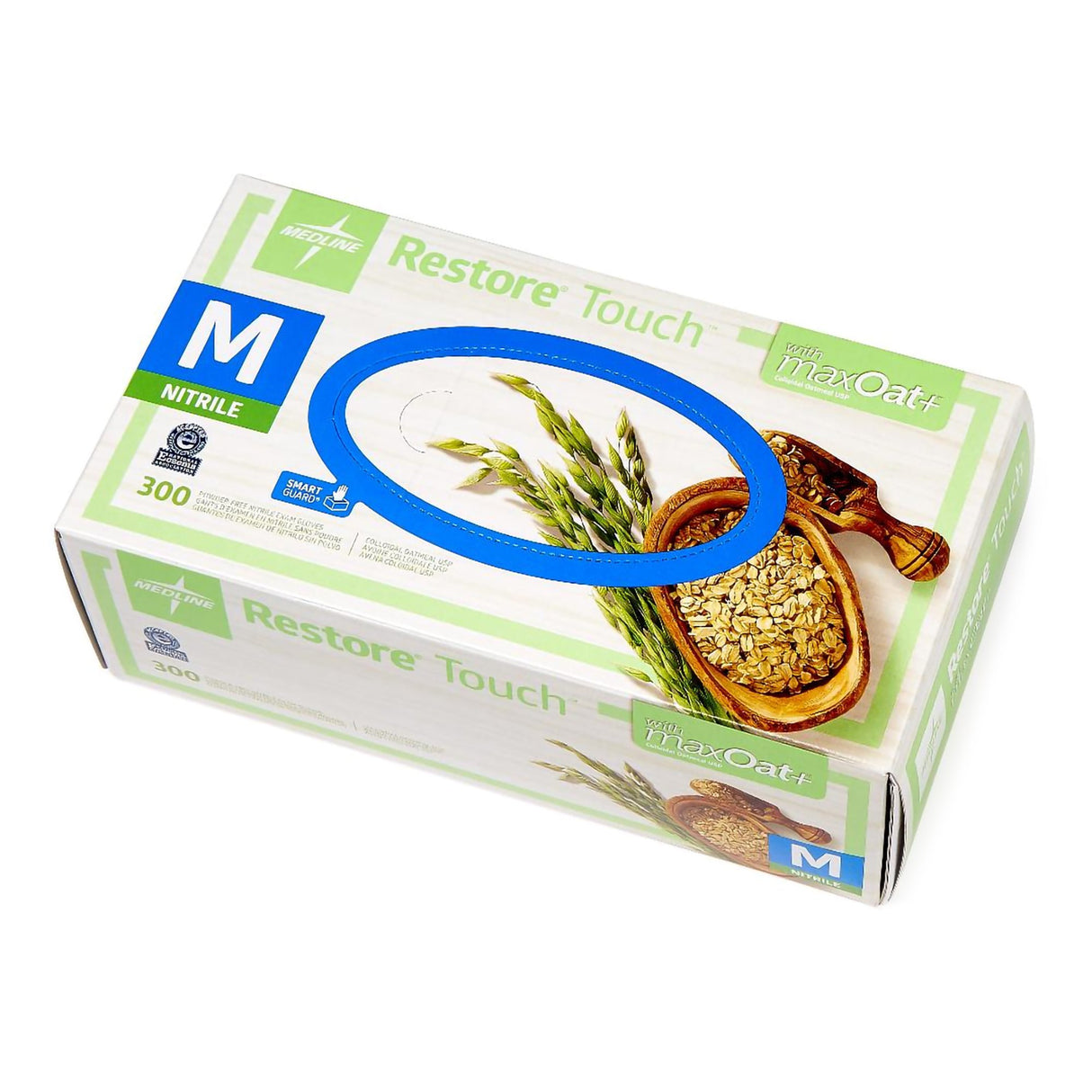 Exam Glove Restore® Touch Medium NonSterile Nitrile Standard Cuff Length Textured Fingertips Green Chemo Tested - BeHope