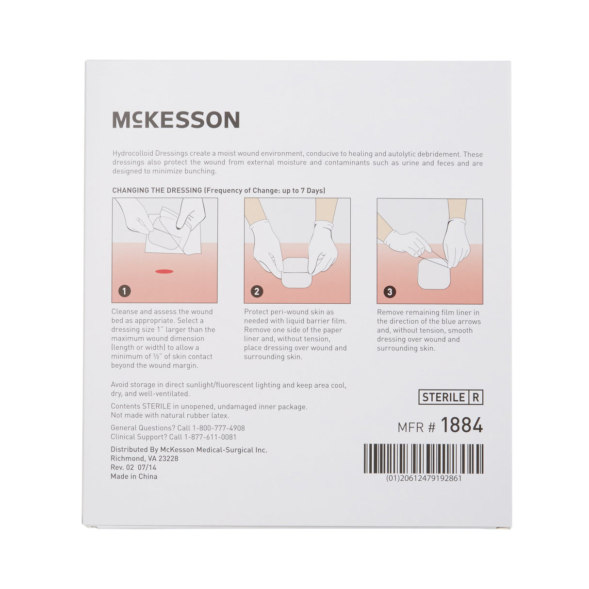 Thin Hydrocolloid Dressing McKesson Film Backing 6 X 6 Inch Square Hydrocolloid / Film - BeHope