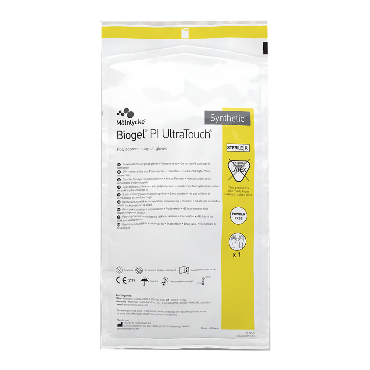 Surgical Glove Biogel® PI UltraTouch™ Size 6.5 Sterile Polyisoprene Standard Cuff Length Micro-Textured Opaque Beige Chemo Tested - BeHope