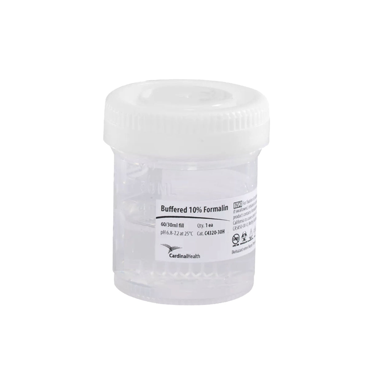 Prefilled Formalin Container Handi Pack 30 mL Fill in 60 mL (2 oz.) Screw Cap Warning Label / Patient Information NonSterile - BeHope