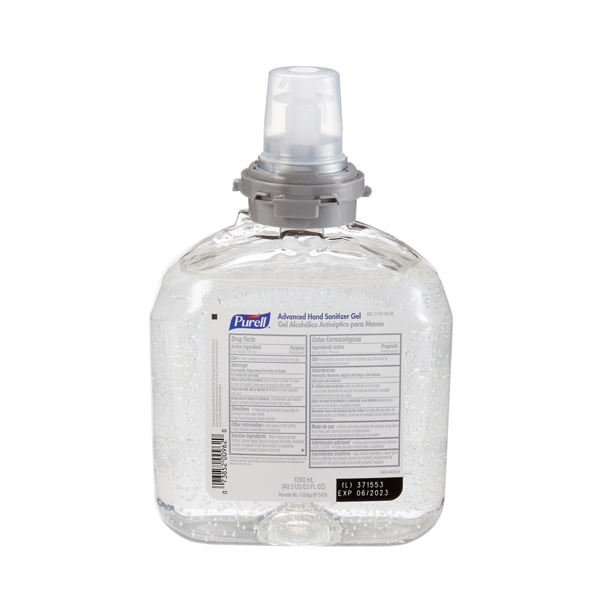 Hand Sanitizer Purell® Advanced 1,200 mL Ethyl Alcohol Gel Dispenser Refill Bottle - BeHope